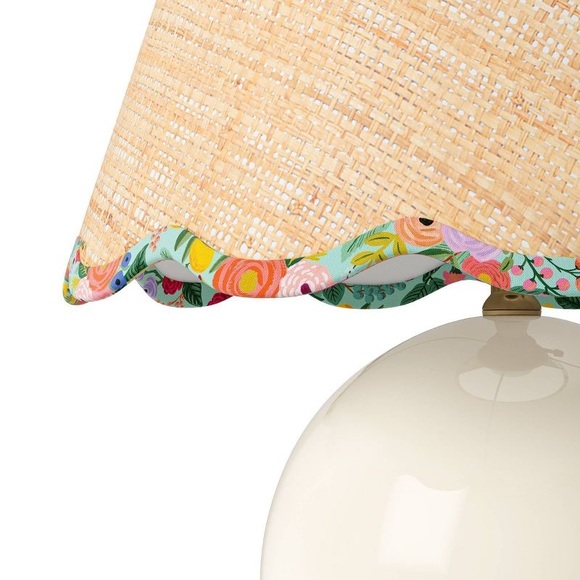 Round Table Lamp Natural Shade with Garden Party Trim - Rifle Paper Co. - Picture 3 of 8